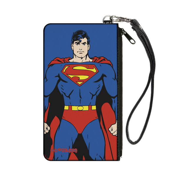 Buckle-Down Canvas Zipper Wallet - SMALL - Superman Standing Pose Blue