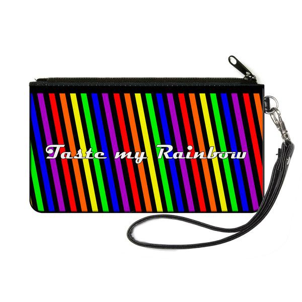 Buckle-Down Canvas Zipper Wallet - SMALL - TASTE MY RAINBOW Black/Multi Color
