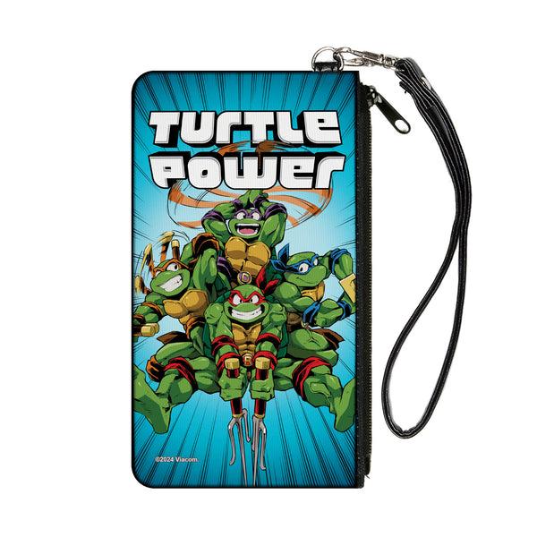 Buckle-Down Canvas Zipper Wallet - SMALL - Teenage Mutant Ninja Turtles TURTLE POWER Group Pose Rays Blues