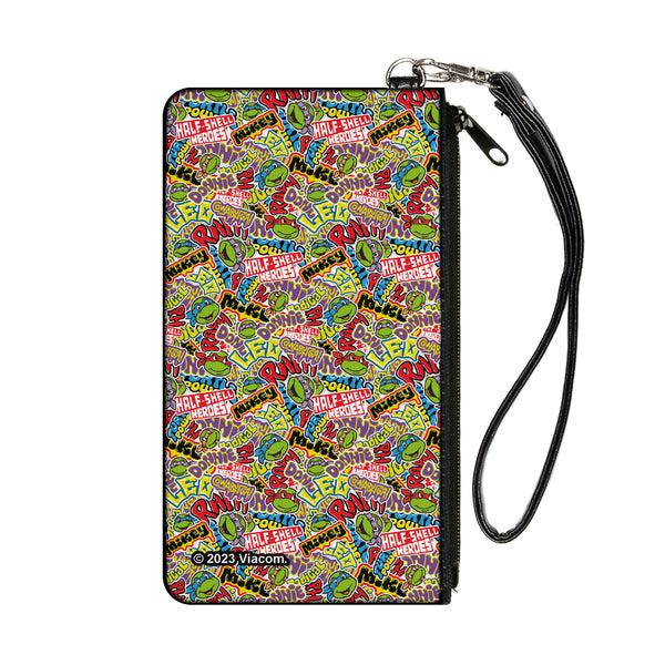 Buckle-Down Canvas Zipper Wallet - SMALL - Teenage Mutant Ninja Turtles Sticker Slaps Collage White/Multi Color