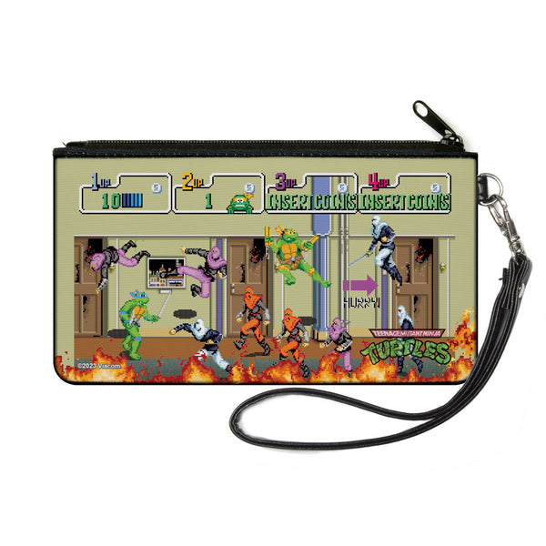 Buckle-Down Canvas Zipper Wallet - SMALL - Teenage Mutant Ninja Turtles 8-Bit Video Battle Scene