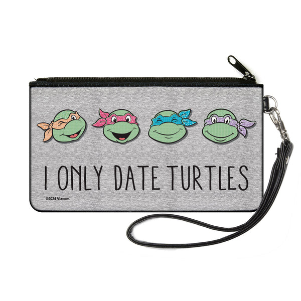 Buckle-Down Canvas Zipper Wallet - SMALL - Teenage Mutant Ninja Turtles I ONLY DATE TURTLES Expressions Grays