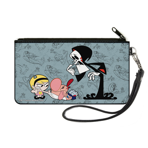 Buckle-Down Canvas Zipper Wallet - SMALL - The Grim Adventures of Billy & Mandy Group Pose and Grim Sketches Gray
