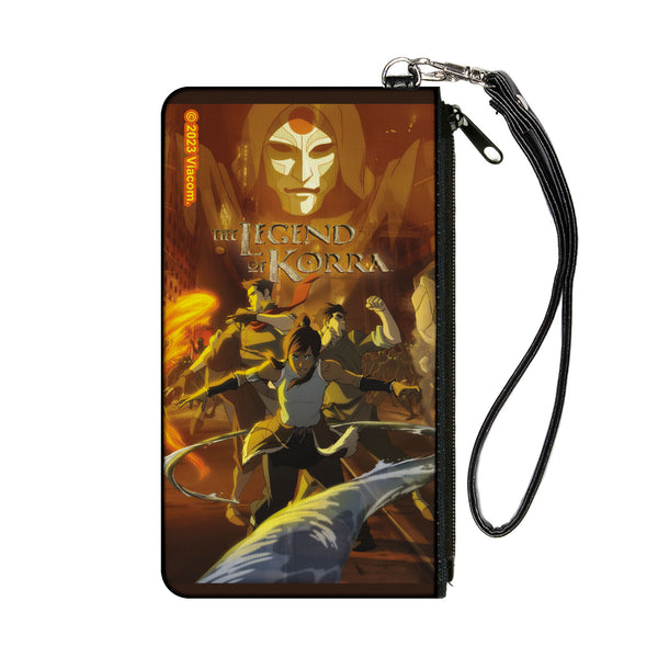 Buckle-Down Canvas Zipper Wallet - SMALL - THE LEGEND OF KORRA Group Action Pose and Amon Face Orange