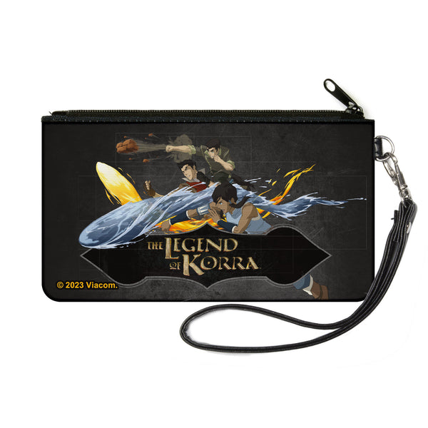 Buckle-Down Canvas Zipper Wallet - SMALL - THE LEGEND OF KORRA Group Bending Pose and Logo Black