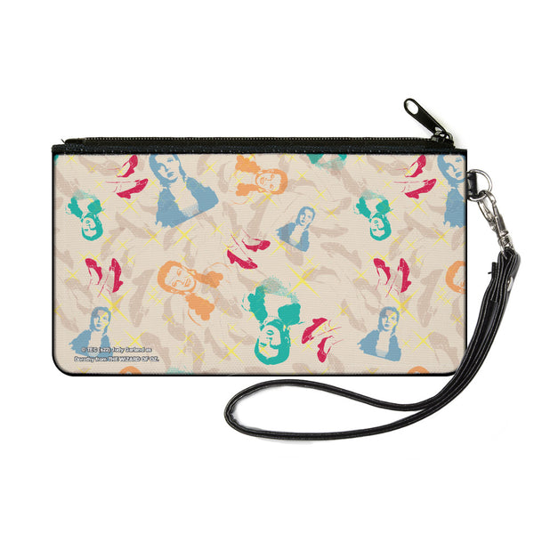 Buckle-Down Canvas Zipper Wallet - SMALL - The Wizard of Oz Dorothy Pose and Ruby Slippers Collage Tan/Multi Color