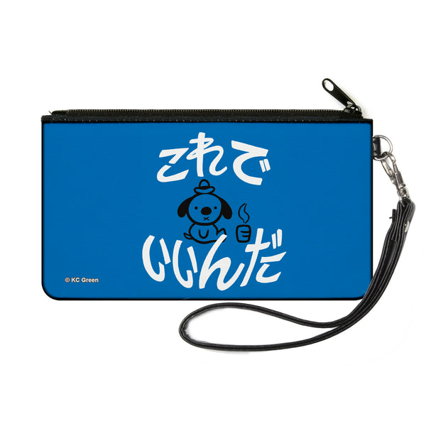 Buckle-Down Canvas Zipper Wallet - SMALL - This is Fine Japanese Question Hound Flame Blue/Black/White