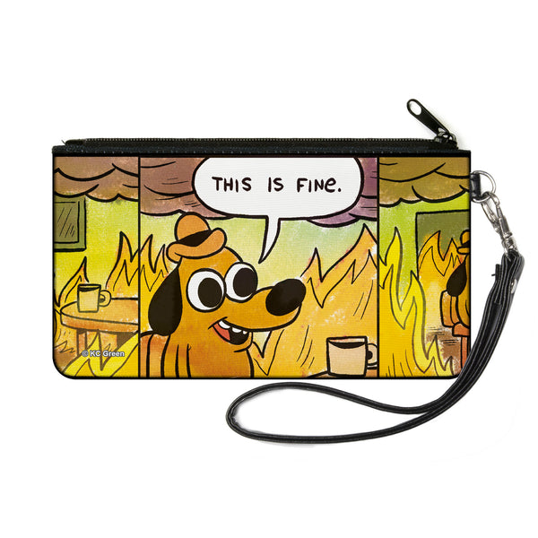 Buckle-Down Canvas Zipper Wallet - SMALL - THIS IS FINE Question Hound Cafe Fire Comic Strip