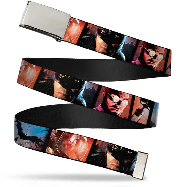 Buckle-Down Chrome Buckle Web Belt - Batman Arkham City 3-Character/2-Scene Panels Webbing