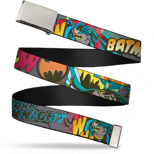 Buckle-Down Chrome Buckle Web Belt - Batman Dark Knight Webbing
