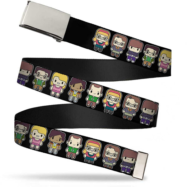 Buckle-Down Chrome Buckle Web Belt - Big Bang Theory Chibi Characters Black Webbing