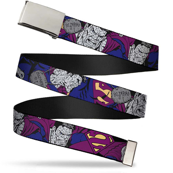Buckle-Down Chrome Buckle Web Belt - Bizzaro Action Webbing
