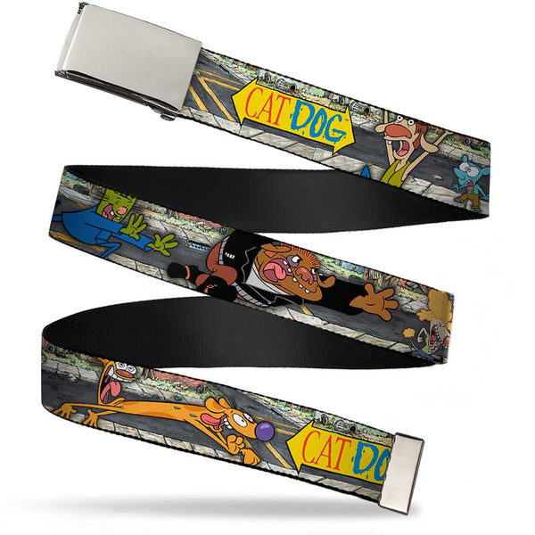 Buckle-Down Chrome Buckle Web Belt - CATDOG Characters Running Webbing