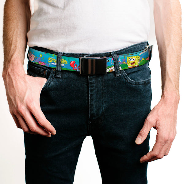 Buckle-Down Chrome Buckle Web Belt - SpongeBob And Friends/Logo Webbing