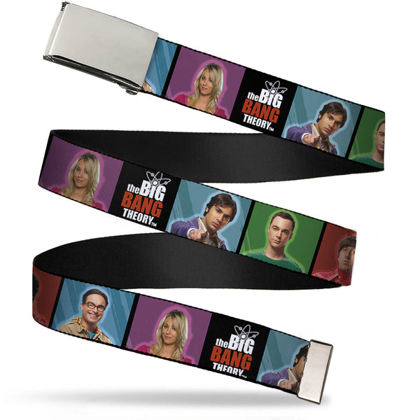 Buckle-Down Chrome Buckle Web Belt - THE BIG BANG THEORY Character Blocks w/Logo Webbing