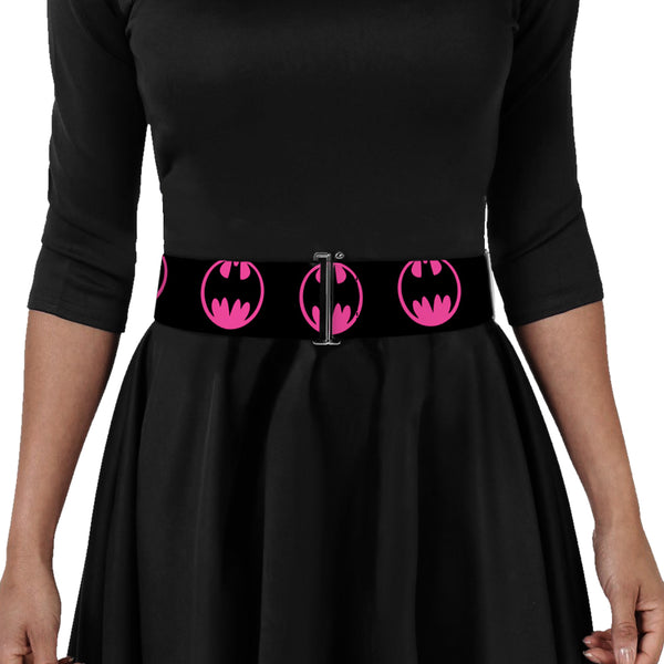 Buckle-Down Cinch Waist Belt - Bat Signal-4 Black Fuchsia