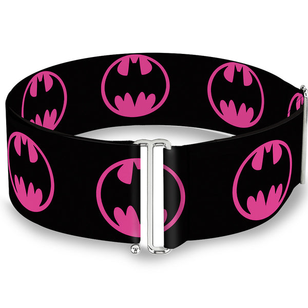 Buckle-Down Cinch Waist Belt - Bat Signal-4 Black Fuchsia