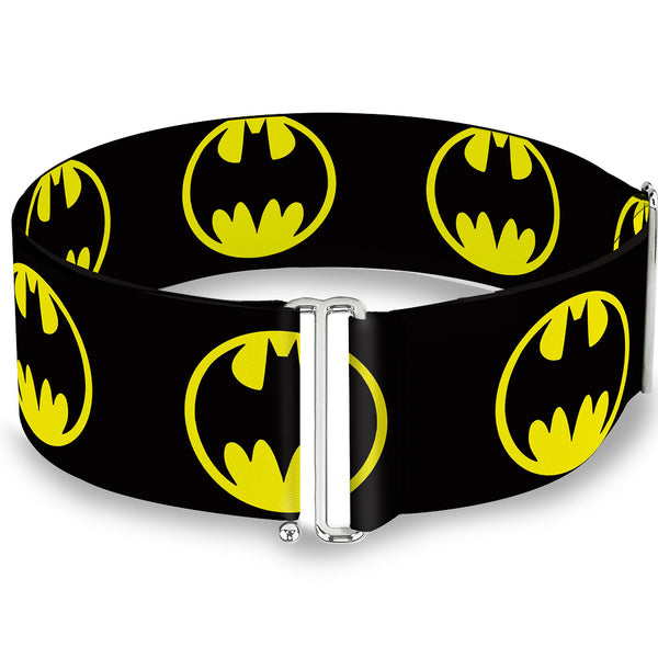 Buckle-Down Cinch Waist Belt - Bat Signal-4 Black Yellow