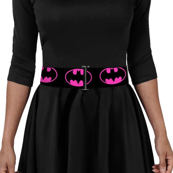 Buckle-Down Cinch Waist Belt - Batman Shield-2 Black Fuchsia