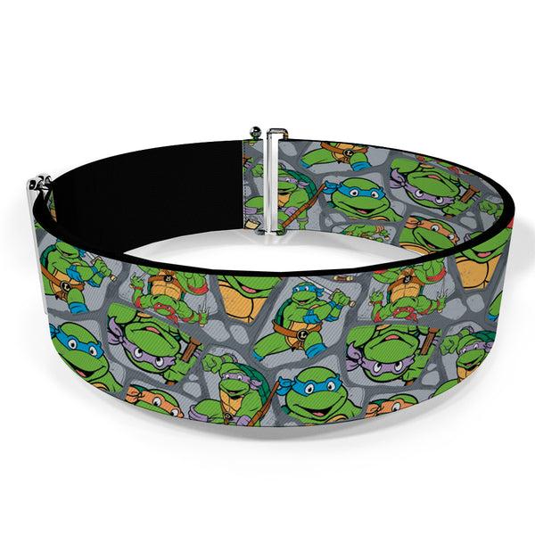 Buckle-Down Cinch Waist Belt - Classic TMNT Expression & Pose Turtle Shell Collage Lavender