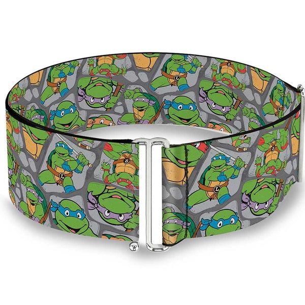 Buckle-Down Cinch Waist Belt - Classic TMNT Expression & Pose Turtle Shell Collage Lavender
