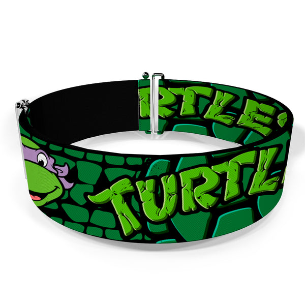 Buckle-Down Cinch Waist Belt - Classic TMNT Group Faces TURTLES Turtle Shell Black Green