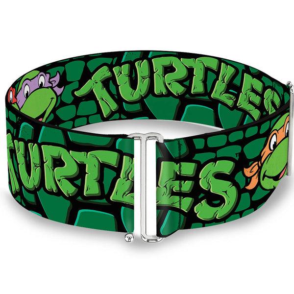 Buckle-Down Cinch Waist Belt - Classic TMNT Group Faces TURTLES Turtle Shell Black Green