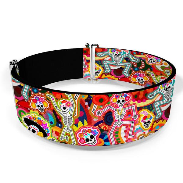 Buckle-Down Cinch Waist Belt - Dancing Catrinas Collage Multi Color