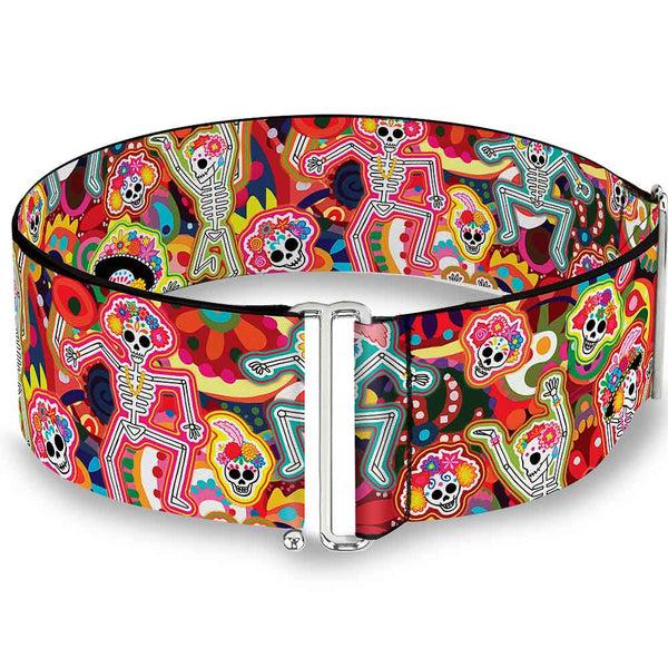 Buckle-Down Cinch Waist Belt - Dancing Catrinas Collage Multi Color