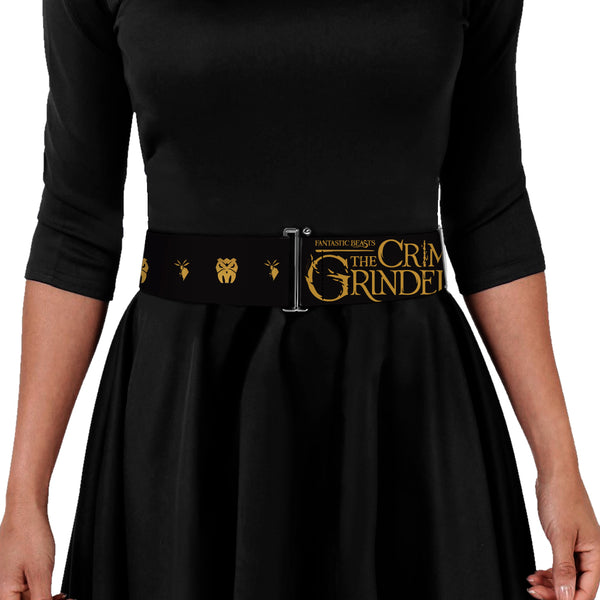 Buckle-Down Cinch Waist Belt - FANTASTIC BEASTS THE CRIMES OF GRINDELWALD Obscurus Books Icons Black Golds