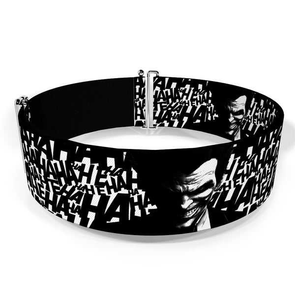 Buckle-Down Cinch Waist Belt - Joker Arkham Origins Laughing Pose HAHAHA Repeat White Black