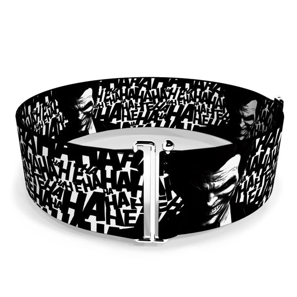 Buckle-Down Cinch Waist Belt - Joker Arkham Origins Laughing Pose HAHAHA Repeat White Black
