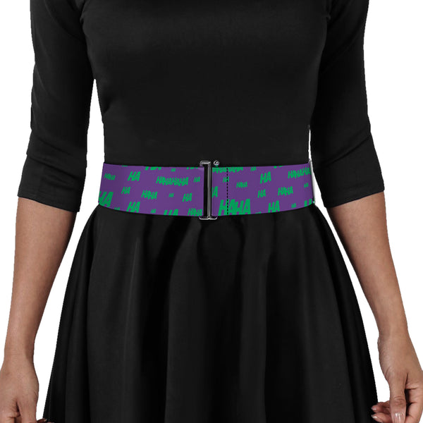 Buckle-Down Cinch Waist Belt - Joker Cards Flower HAHAHA Purple Green Yellow White