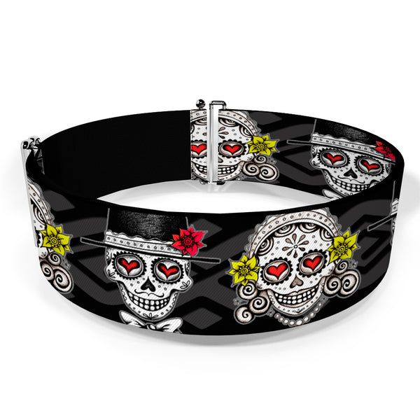 Buckle-Down Cinch Waist Belt - Los Novios Black Gray White Multi Color