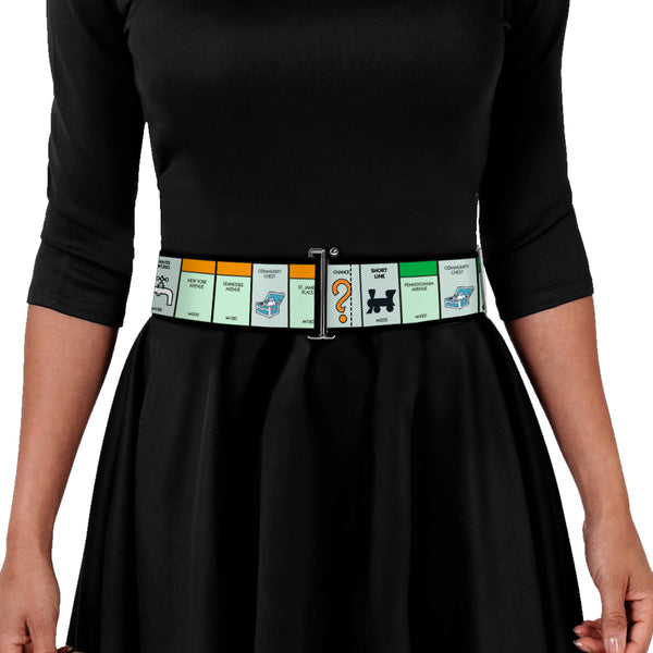 Buckle-Down Cinch Waist Belt - Monopoly Game Board Space Blocks
