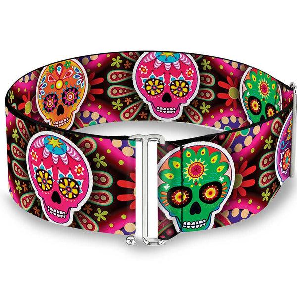 Buckle-Down Cinch Waist Belt - Six Sugar Skulls Multi Color