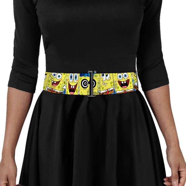 Buckle-Down Cinch Waist Belt - SpongeBob Expressions Stripe Blue