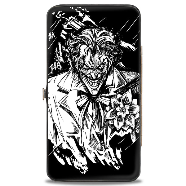 Buckle-Down Hinged Wallet - Batman THE DARK KNIGHT + Joker HA HA Smiling Sketch Poses Black/White