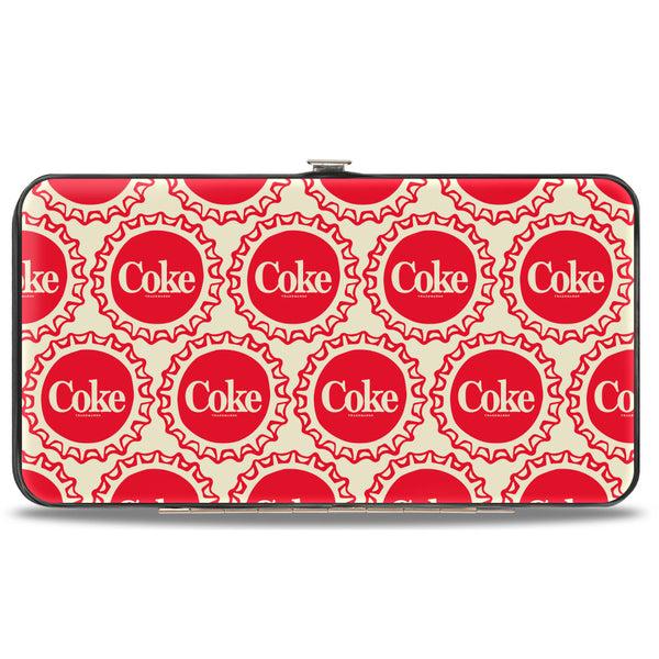 Buckle-Down Hinged Wallet - Coca-Cola COKE Bottle Caps Collage White/Red
