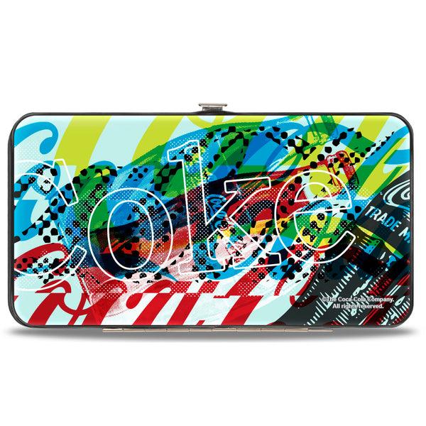 Buckle-Down Hinged Wallet - COCA-COLA COKE Logos And Bottle Pop Art White/Multi Color