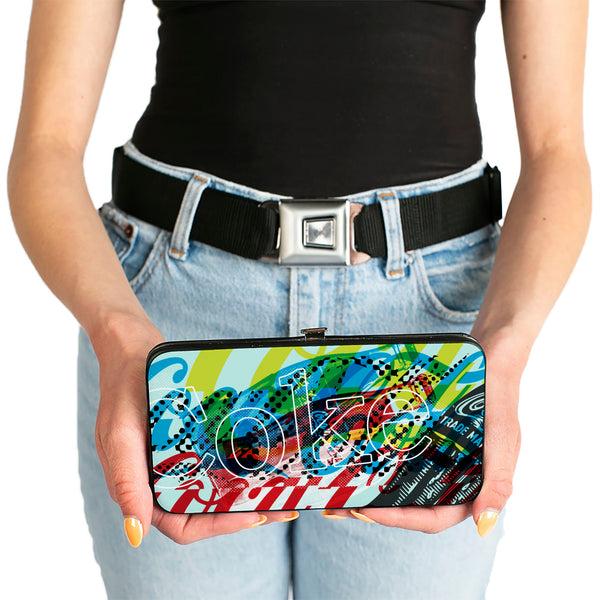 Buckle-Down Hinged Wallet - COCA-COLA COKE Logos And Bottle Pop Art White/Multi Color