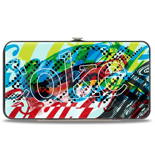 Buckle-Down Hinged Wallet - COCA-COLA COKE Logos and Bottle Pop Art White/Multi Color