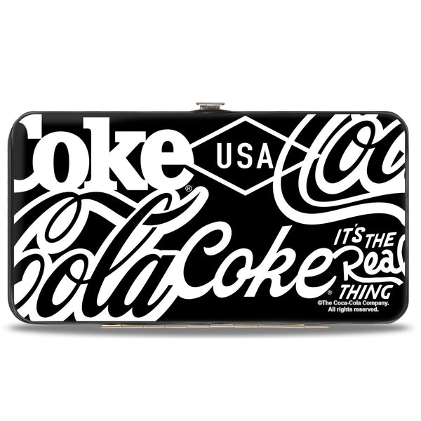 Buckle-Down Hinged Wallet - COCA-COLA COKE Typography IT'S THE REAL THING Black/White