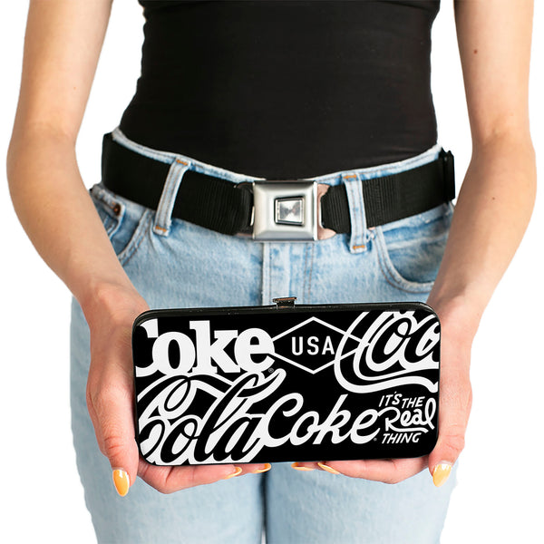 Buckle-Down Hinged Wallet - COCA-COLA COKE Typography IT'S THE REAL THING Black/White