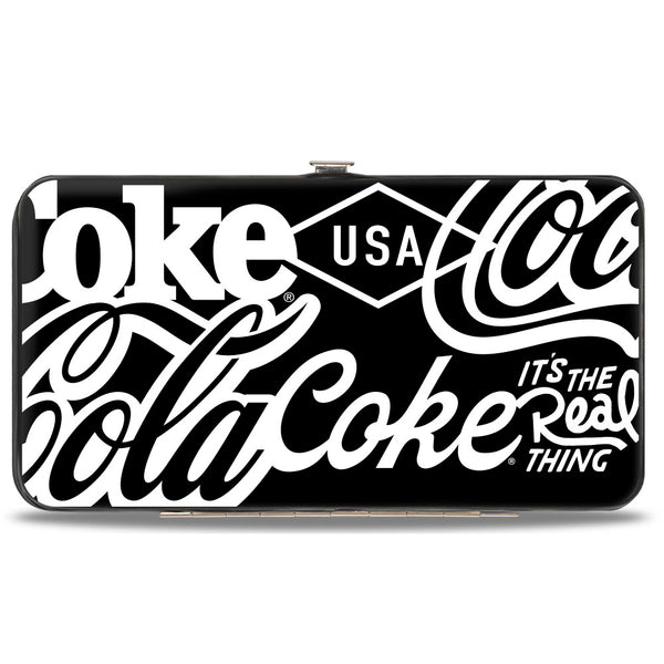 Buckle-Down Hinged Wallet - COCA-COLA COKE Typography IT'S THE REAL THING Black/White