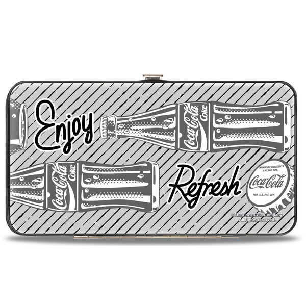 Buckle-Down Hinged Wallet - Coca-Cola ENJOY REFRESH Can And Bottle Grays/White/Black