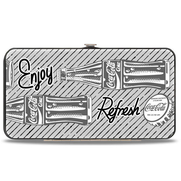 Buckle-Down Hinged Wallet - Coca-Cola ENJOY REFRESH Can and Bottle Grays/White/Black
