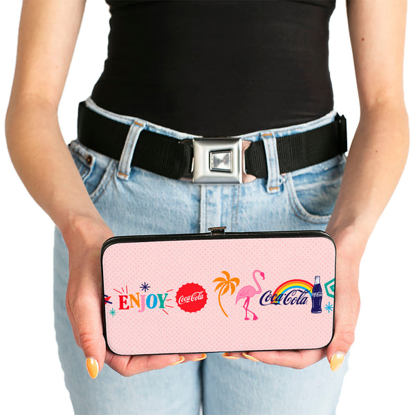 Buckle-Down Hinged Wallet - Coca-Cola ENJOY Vibrant Icons Collage Pinks/Multi Color