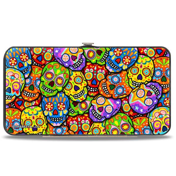Buckle-Down Hinged Wallet - Colorful Calaveras Stacked Multi Color