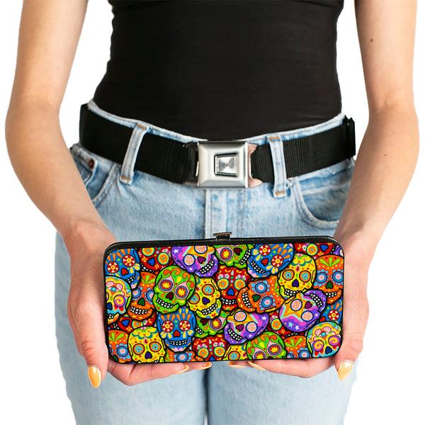 Buckle-Down Hinged Wallet - Colorful Calaveras Stacked Multi Color
